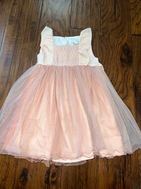 Well Dressed Wolf Peach Tulle Smocked Girls Dress